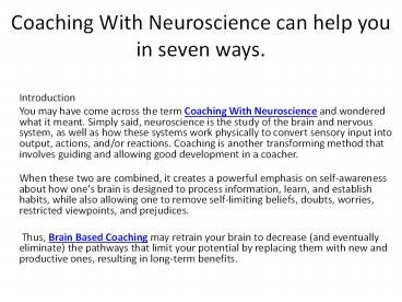 Coaching With Neuroscience