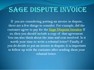 Sage 50 Desktop Dispute Invoice