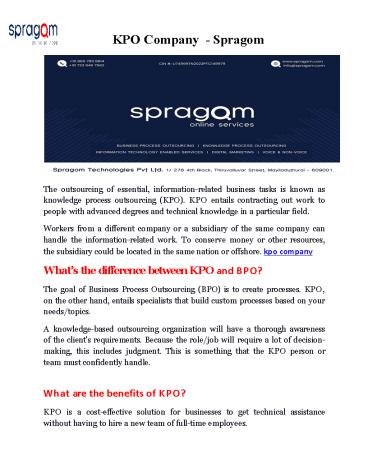 Kpo Services  - Spragom