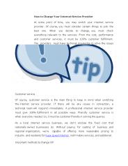How to Change Your Internet Service Provider