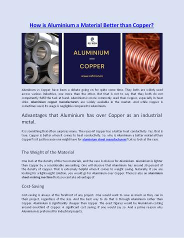How is Aluminium a Material Better than Copper?