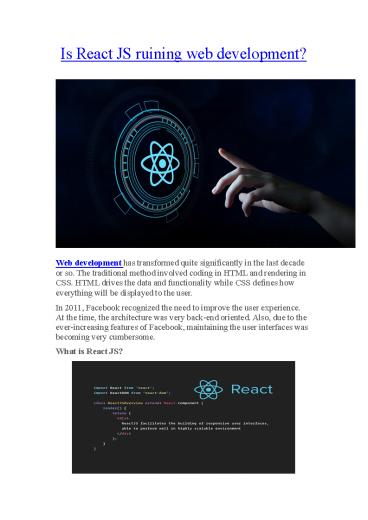 Is React Js ruining web development?
