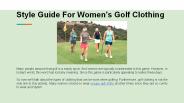 Style Guide For Women's Golf Clothing