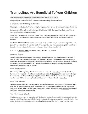 Trampolines Are Beneficial To Your Children