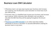 Business Loan EMI Calculator