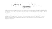 Top 10 Data Governance Tools that everyone should know