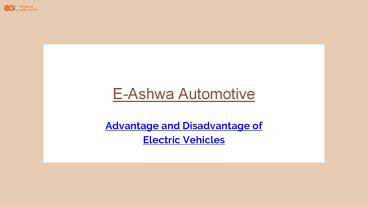 Advantage and Disadvantage of Electric Vehicles