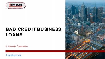 Bad Credit Business Loans