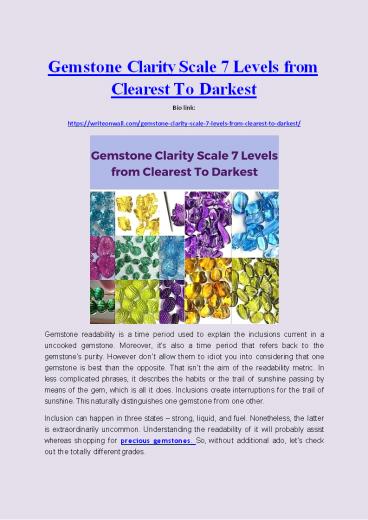 Gemstone Clarity Scale 7 Levels from Clearest To Darkest
