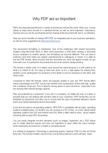 Why PDF are so Important - WPS Office