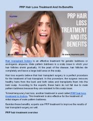PRP Hair Loss Treatment And Its Benefits