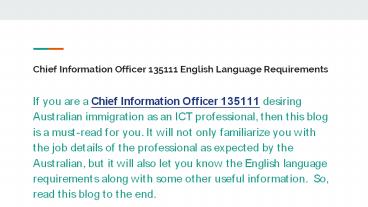 Chief Information Officer 135111 English Language Requirements