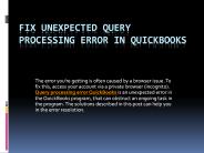 What to Do When Query Processing Error QuickBooks
