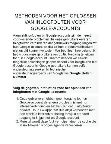 METHODEN VOOR HET OPLOSSEN VAN INLOGFOUTEN VOOR GOOGLE-ACCOUNTS