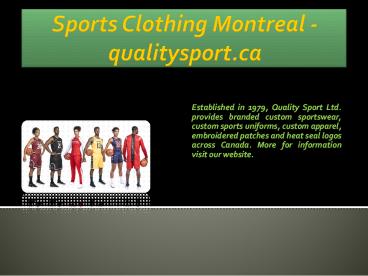 Sports Clothing Montreal - qualitysport.ca