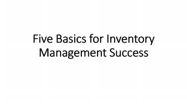 Five Basics for Inventory Management Success