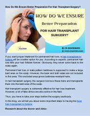 How Do We Ensure Better Preparation For Hair Transplant Surgery?