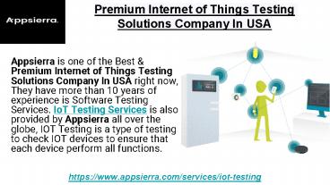 Premium Internet of Things Testing Solutions Company In USA