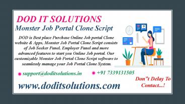 Onlune Monster Job Portal Clone System - DOD IT SOLUTIONS