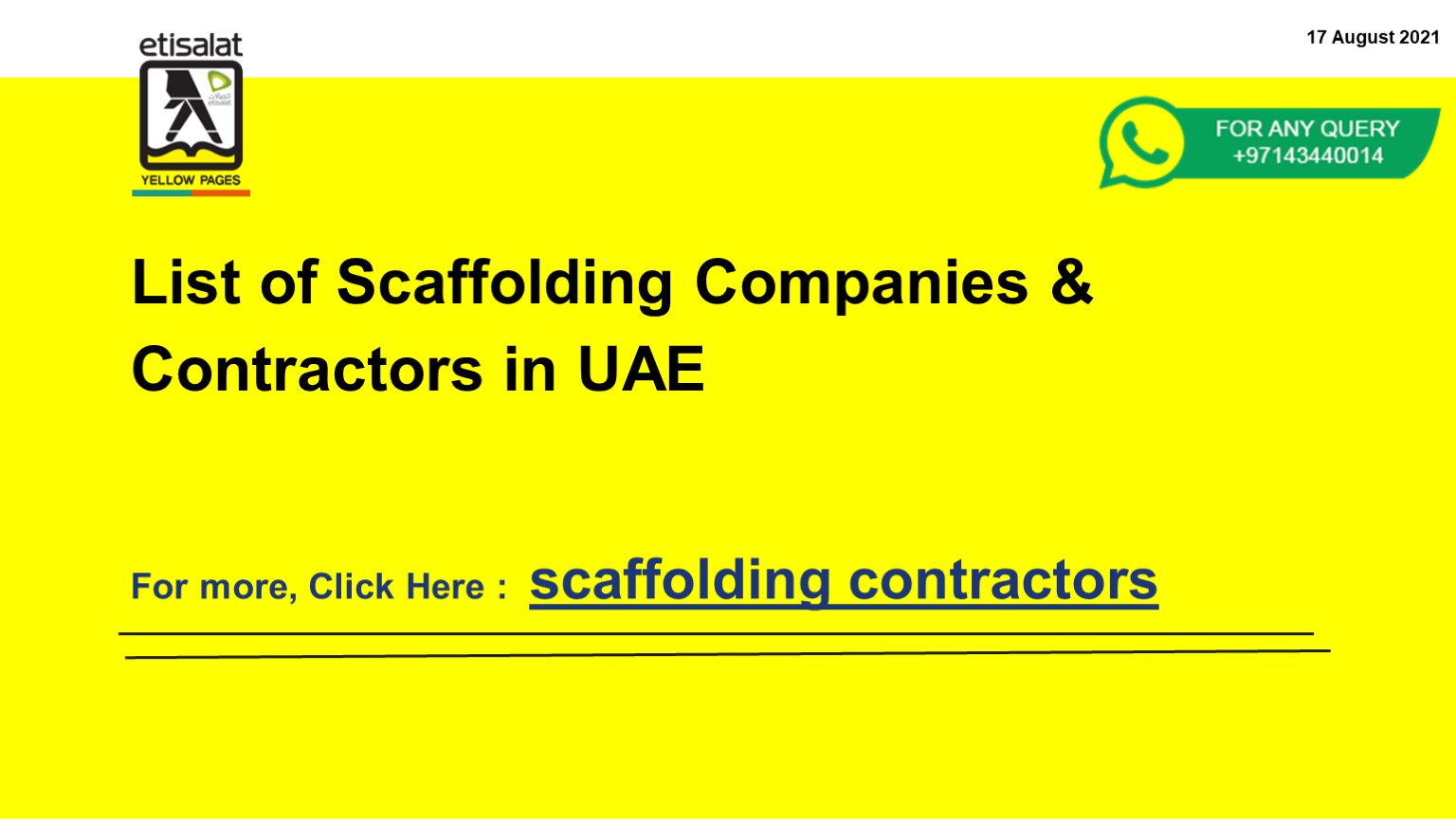 List of Scaffolding Companies & Contractors in UAE