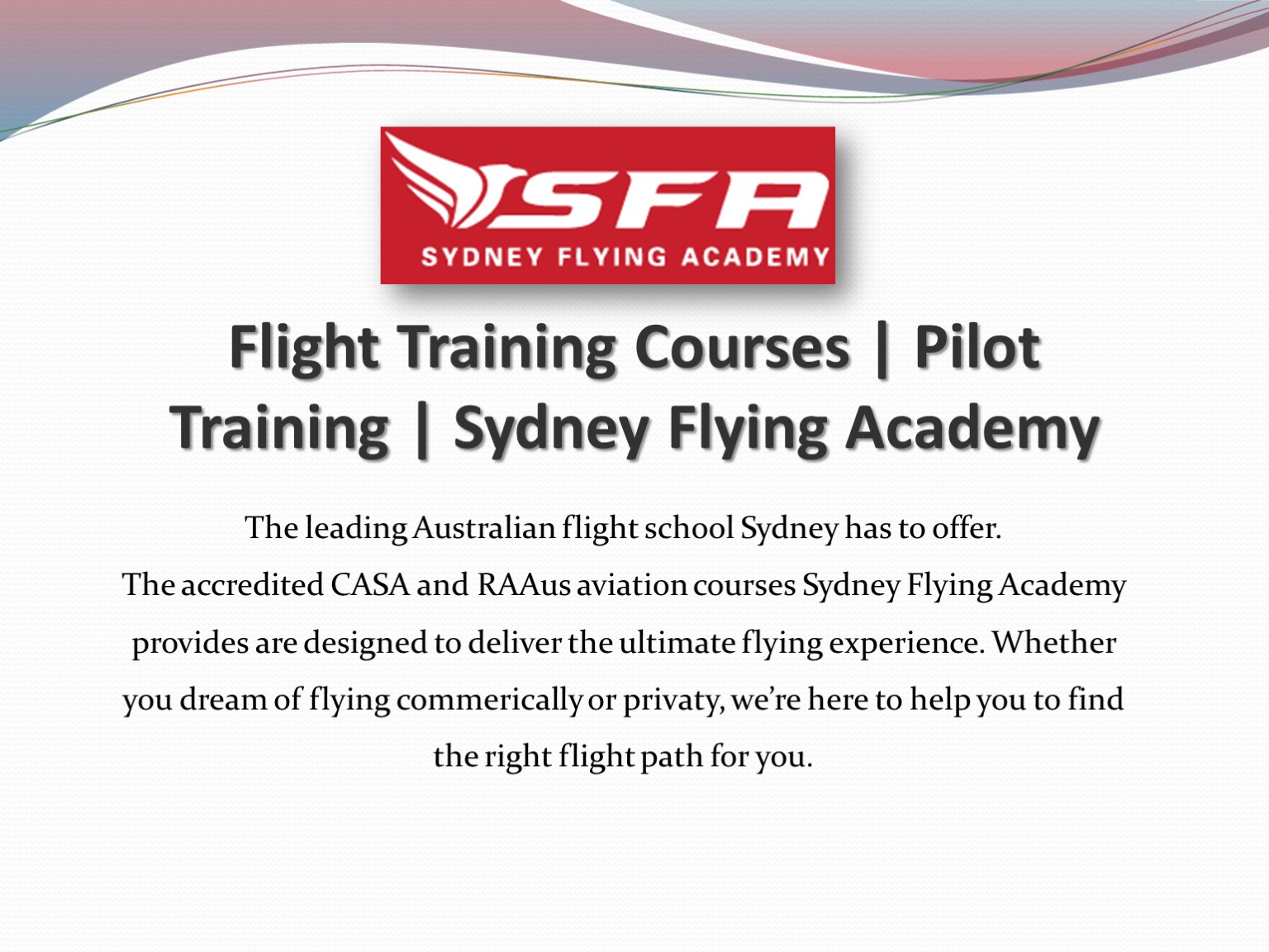 Flight Training Courses | Pilot Training | Sydney Flying Academy