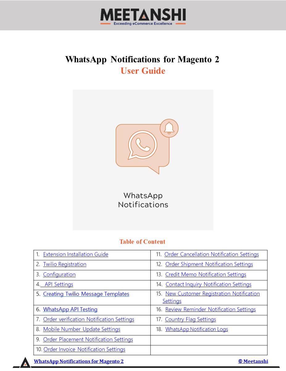 Magento 2 WhatsApp Notifications