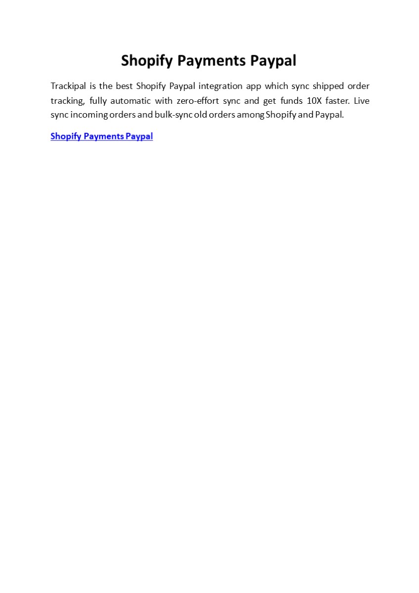 Shopify Payments Paypal