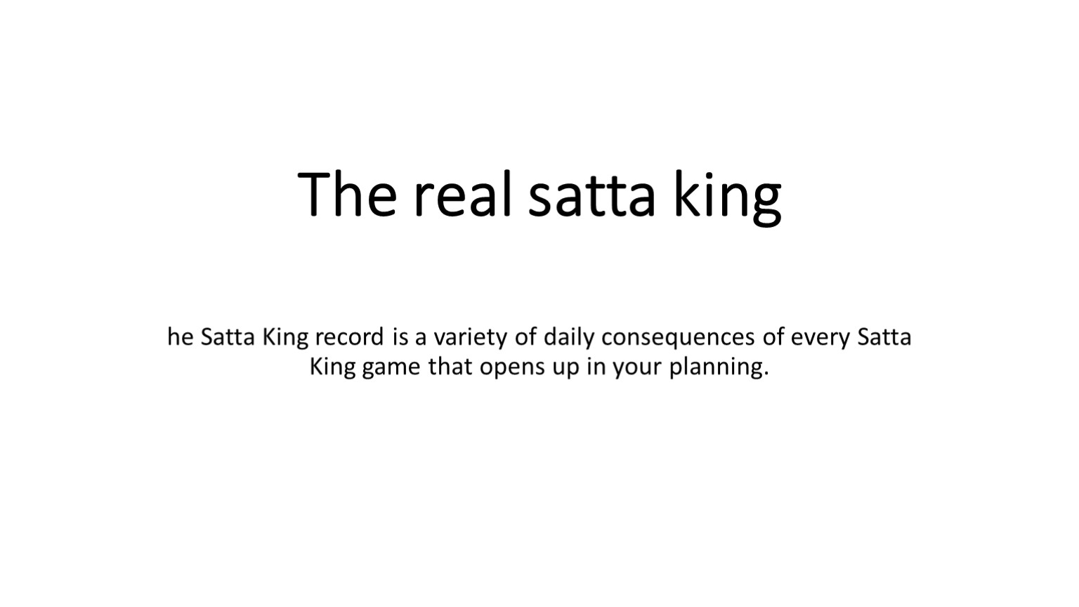 The real satta king