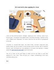 Do's and don'ts when applying for a loan
