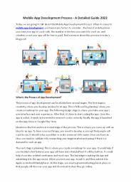 Mobile App Development Process - A Detailed Guide 2022
