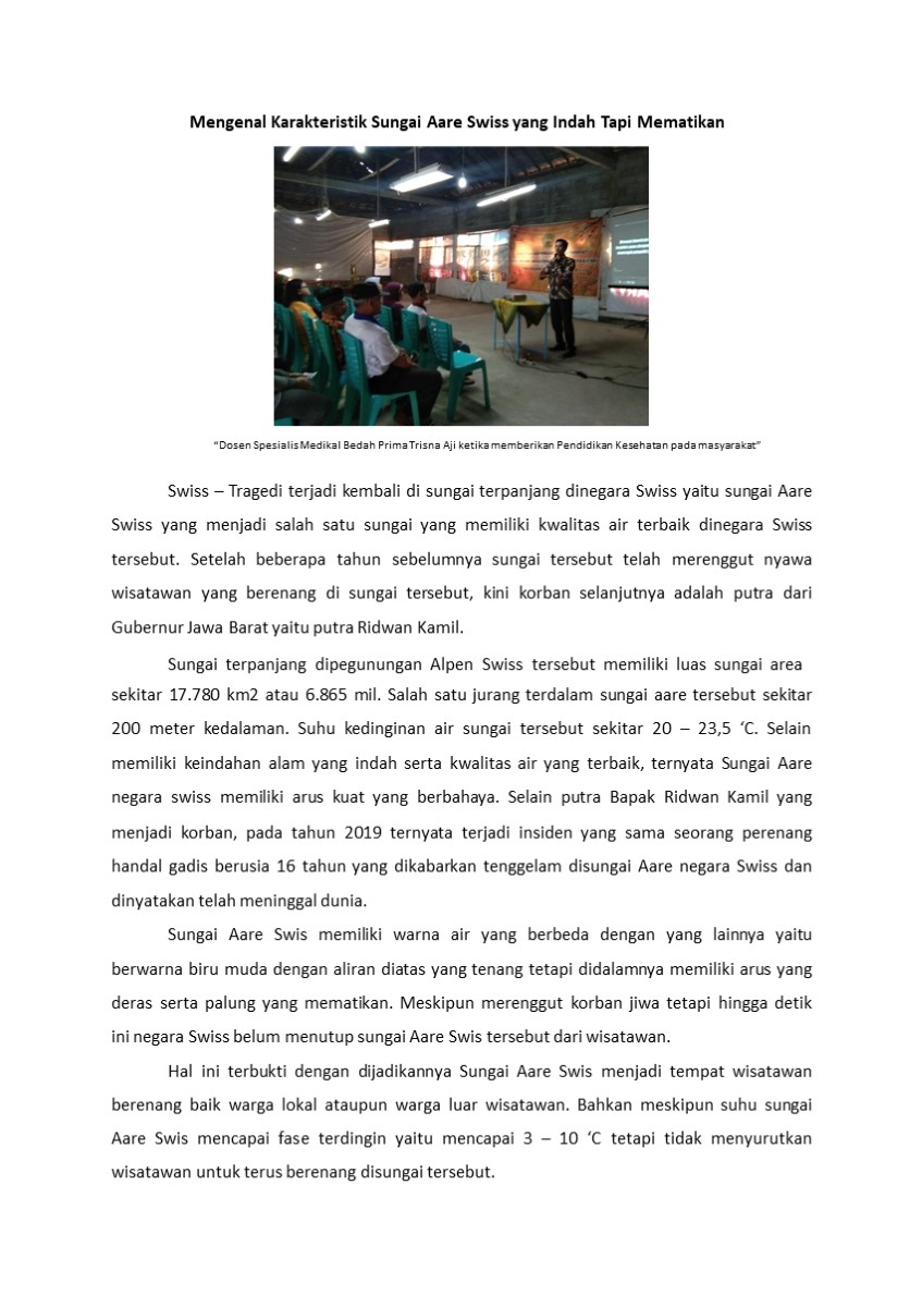 Mengenal Karakteristik Sungai Aare Swiss yang Indah Tapi Mematikan