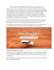 If you're up for an Adventure then Dubai Desert Safari is Appropriate for you