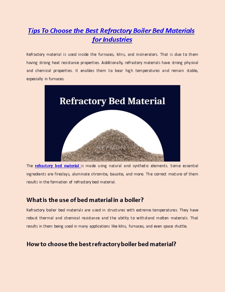 Tips To Choose the Best Refractory Boiler Bed Materials for Industries