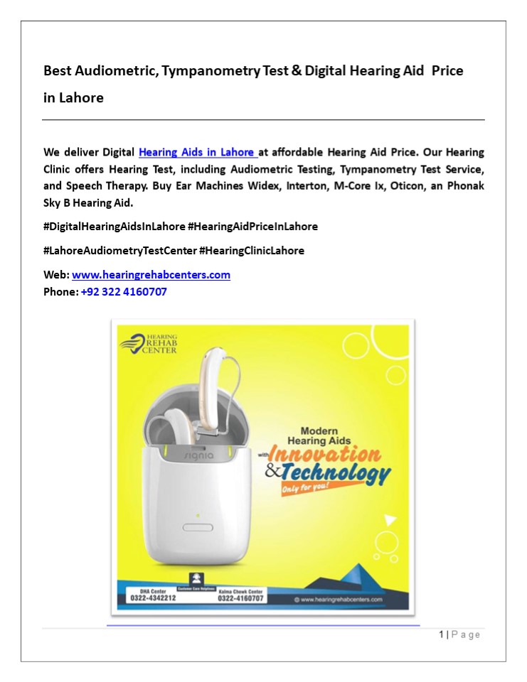 PPT Best Audiometric, Tympanometry Test & Digital Hearing Aid Price