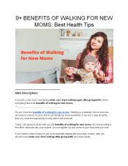 BENEFITS OF WALKING FOR NEW MOMS