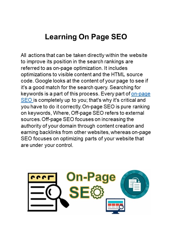 Learning On-page SEO
