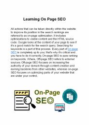 Learning On-page SEO