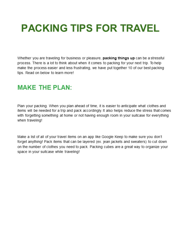 PACKING TIPS FOR TRAVEL