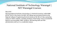 National Institute of Technology Warangal | NIT Warangal Courses