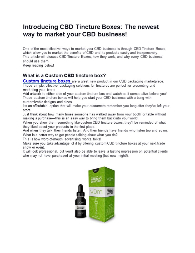 Introducing CBD Tincture Boxes: The newest way to market your CBD business!