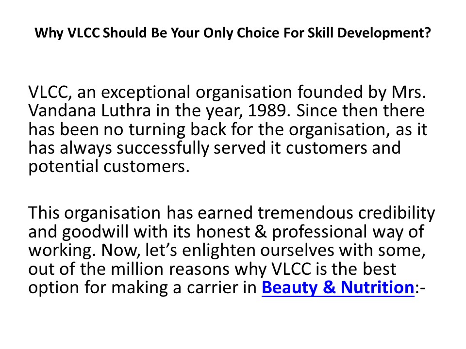 Why VLCC Should Be Your Only Choice For Skill Development?