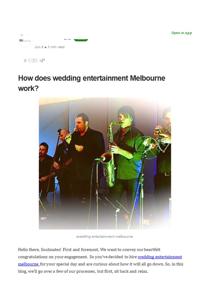Services On Offer By Wedding Entertainment Melbourne