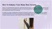 How To Enhance Your Home Door Security