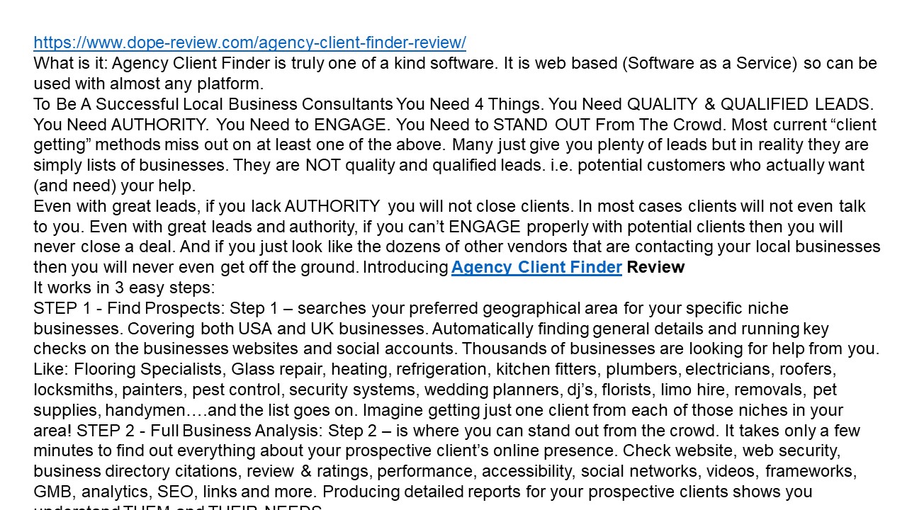 Agency Client Finder Review