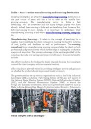 India – An attractive manufacturing and sourcing destination