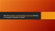 Business Correspondent Services