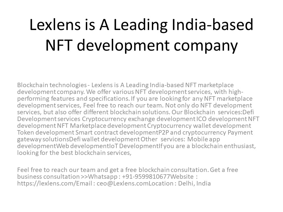Lexlens is A Leading India-based NFT development company