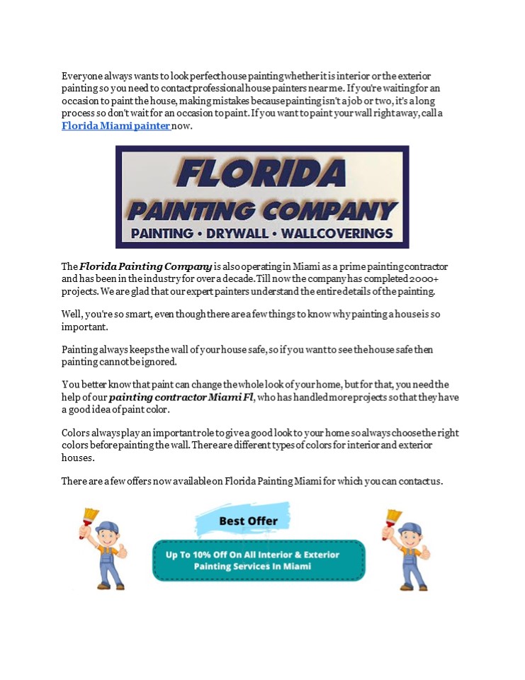 Interior and Exterior Painting Contractors in Miami Fl