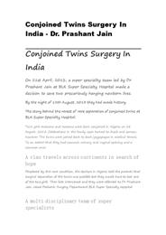 Conjoined Twins Surgery In India - Dr. Prashant Jain