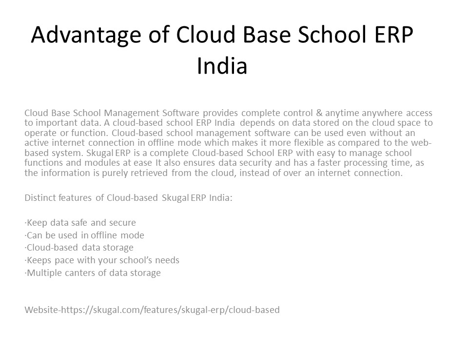 Advantage of Cloud Base School ERP India
